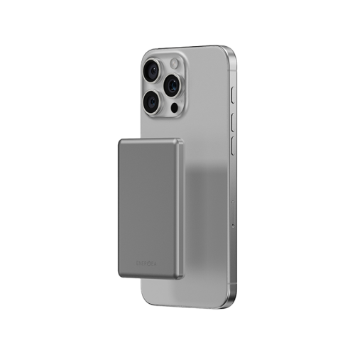 Energea AluPac Mini Aluminum MagSafe Power Bank - 5000mAh / USB-C / Natural Titanium