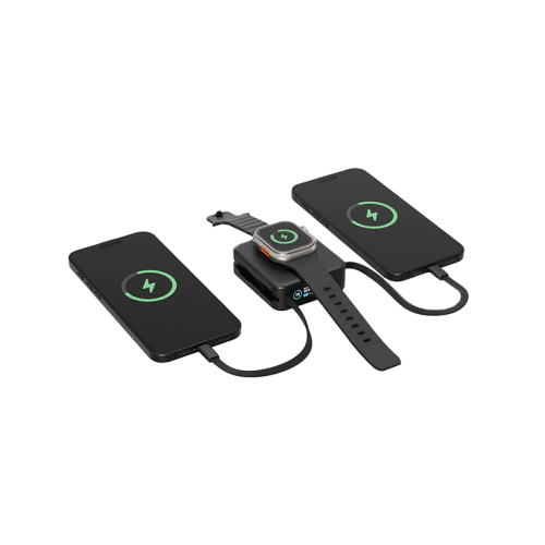 بنك طاقة لاسلكي إنرجيا ماجباك ميني بلس، مع كابل USB-C مدمج، بسعة 10000 مللي أمبير، باللون الأسود