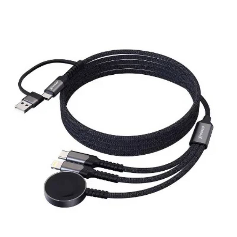 XPower 6-in-1 Cable - 1 Meter / 60W / USB-A / USB-C / Lightning / Apple Watch / Black