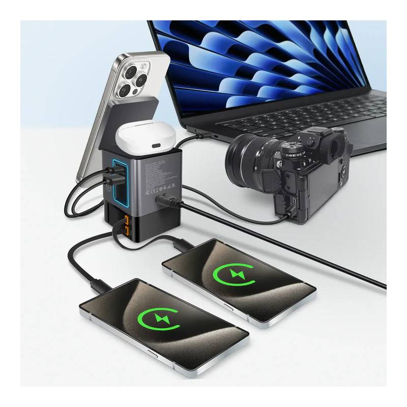 Xpower Gan Magsafe Dual Cable Charging Tower - 105W / Grey