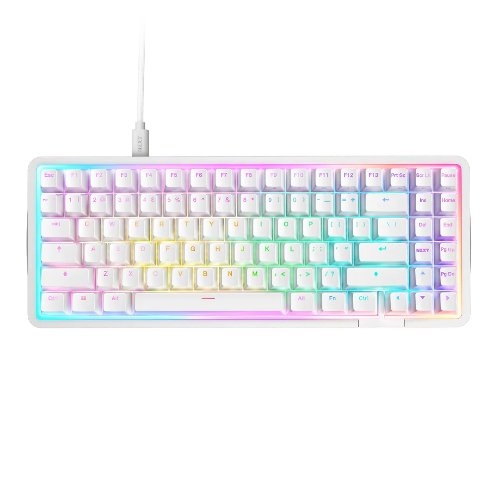 NZXT Function Elite Mini TKL Wired Gaming Keyboard - White