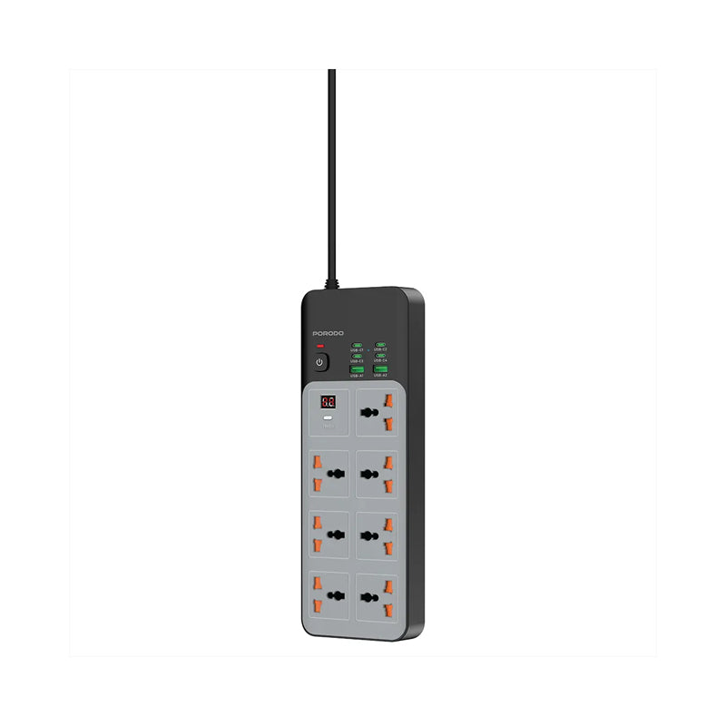 Porodo AC Power Strip - 3000W / Universal - Gray