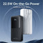 Vention Power Bank 20000mAh (Micro-USB + USB-C + USB-A + USB-A) with Built-in USB-C and Lightning Cables 22.5W - Black