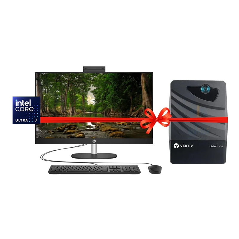 HP 27-CR2048NE AIO AI PC - Intel® Core™ Ultra 7 Processor 255U / 8GB / 512GB (NVMe M.2 SSD) / 27" FHD Non-Touch / 1YW / Jet Black + Vertiv / Liebert itON 800VA (360W) UPS - Bundle Offer