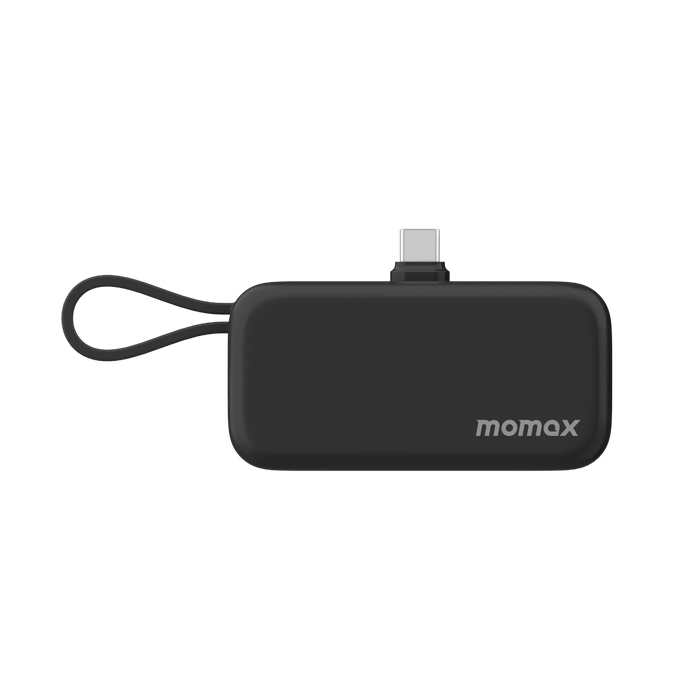 MOMAX 3-in-1 Mini Power Bank - 5000mAh / 20W / USB-C / Black