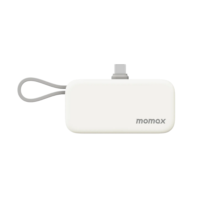 MOMAX 3-in-1 Mini Power Bank - 5000mAh / 20W / USB-C / White