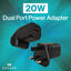 Engage Dual Port C+A 20W Power Adptr W/Interchangeable Eu/Uk Plug(8954526522358)