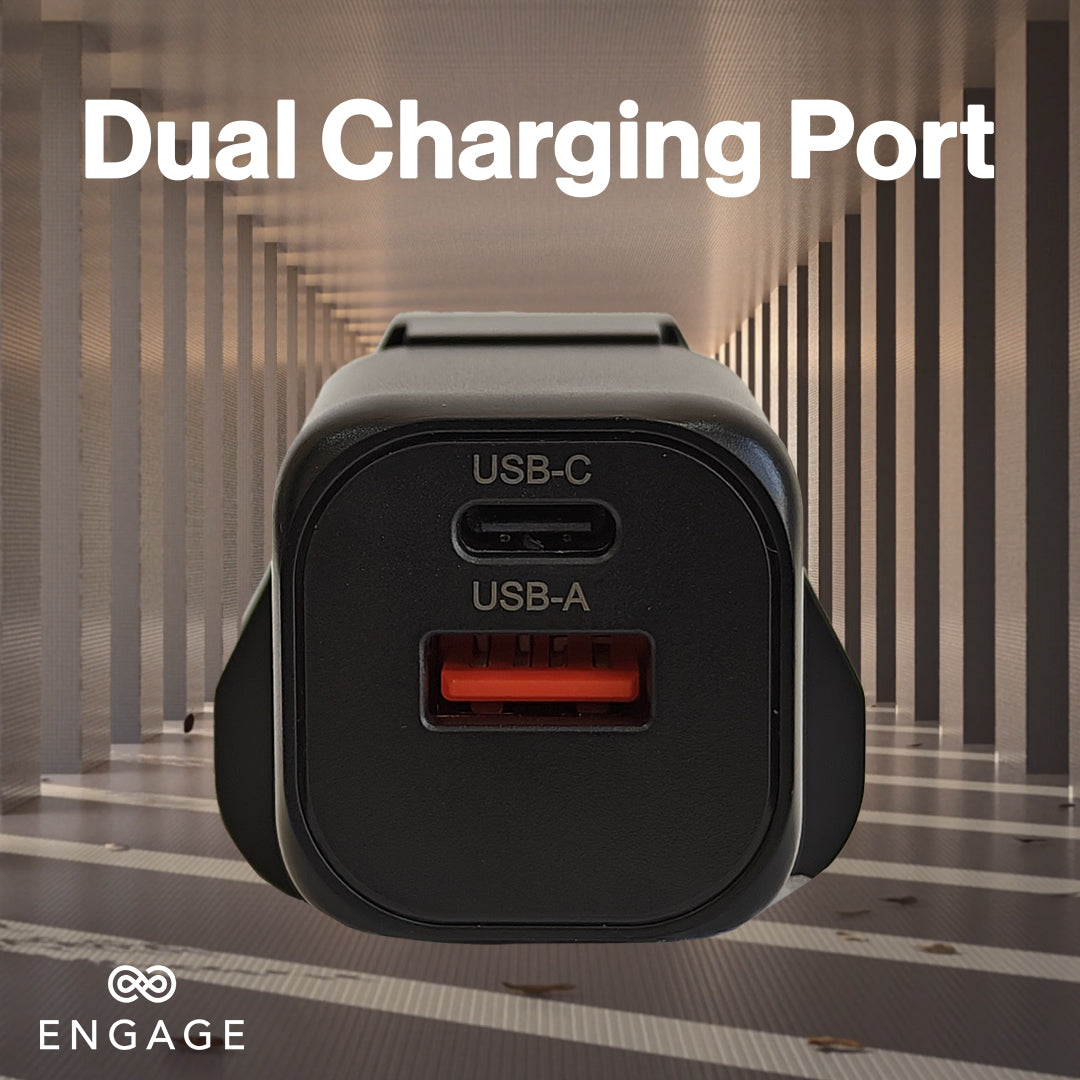 Engage Dual Port C+A 20W Power Adptr W/Interchangeable Eu/Uk Plug(8954526522358)