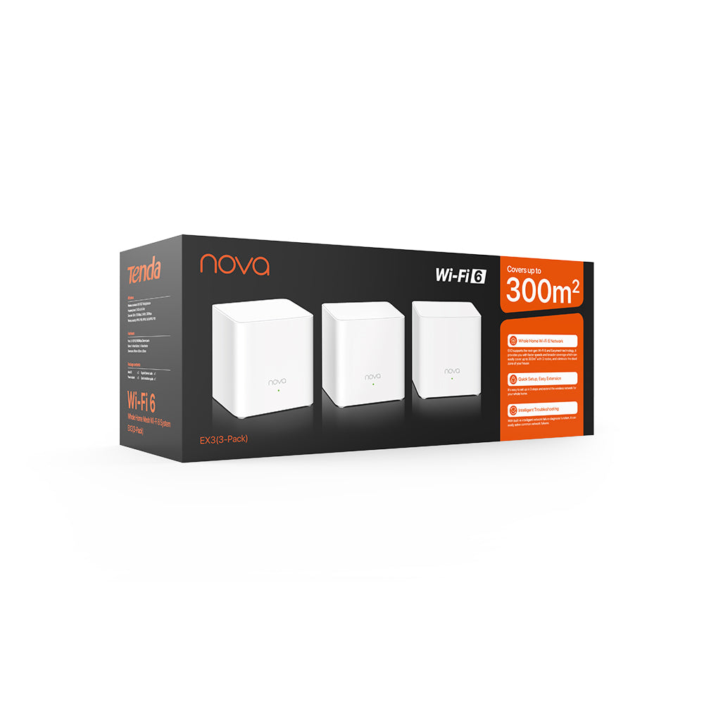 Tenda EX3 - AX1500 Whole Home Mesh Wi-Fi 6 System (3 Packs)