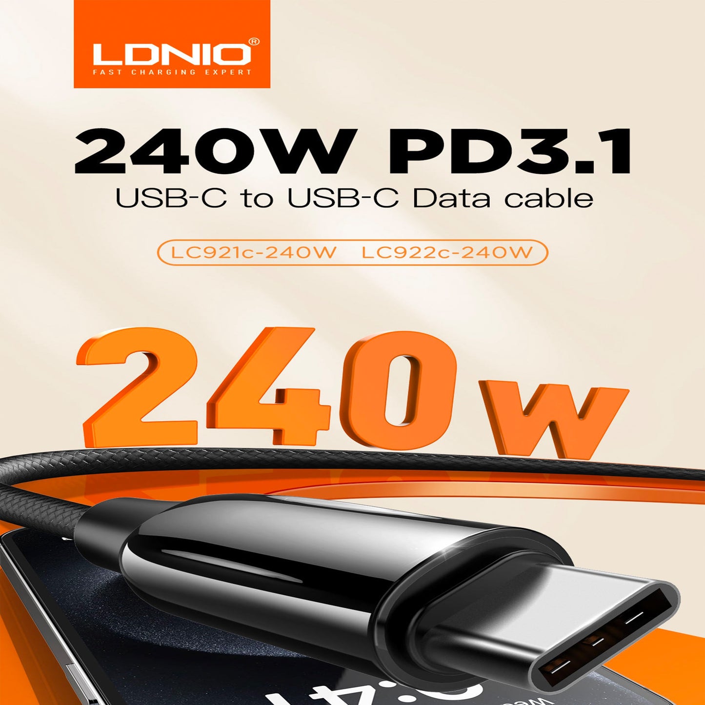 LDNIO LC921C Fast Charging Cable - 240W / 1Meter / Grey