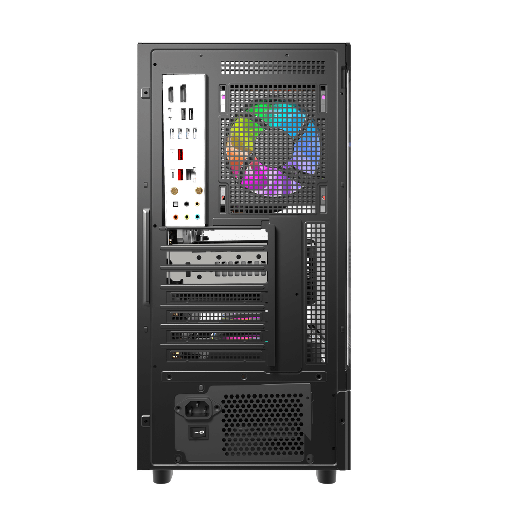 Darkflash DS950V ATX PC Case - Black (With LED Display + 6 x ARGB Fans Included)