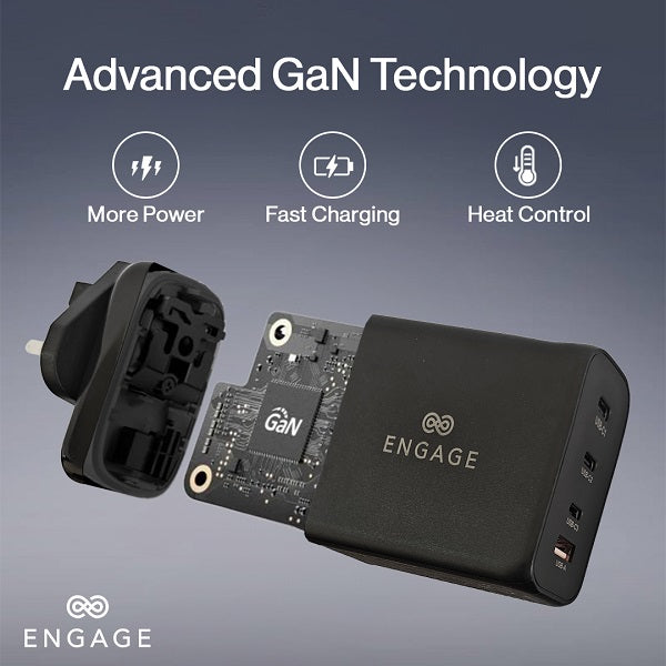 Engage 200W Pd Gan Travel Charger (Black)(8954526522115)