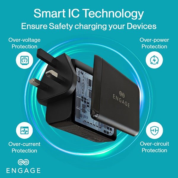 Engage 200W Pd Gan Travel Charger (Black)(8954526522115)