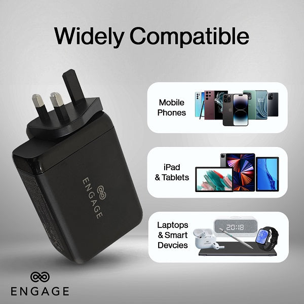 Engage 200W Pd Gan Travel Charger (Black)(8954526522115)