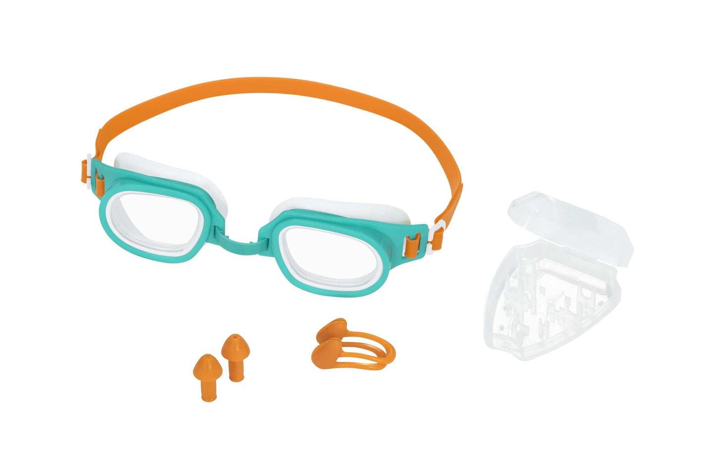 Bestway Aquanaut Essential Goggles Set (Contents: One Pair of Nose Clips, One Pair of Ear Plugs, and One Pair of Goggles,1 Assorted Colors) - Age 7+