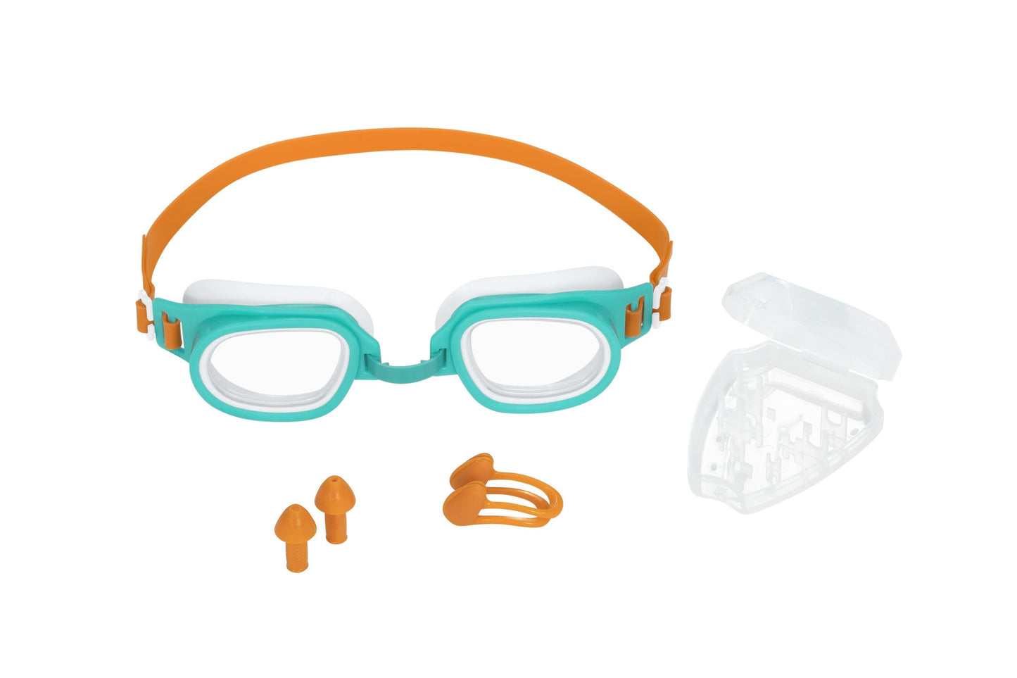 Bestway Aquanaut Essential Goggles Set (Contents: One Pair of Nose Clips, One Pair of Ear Plugs, and One Pair of Goggles,1 Assorted Colors) - Age 7+