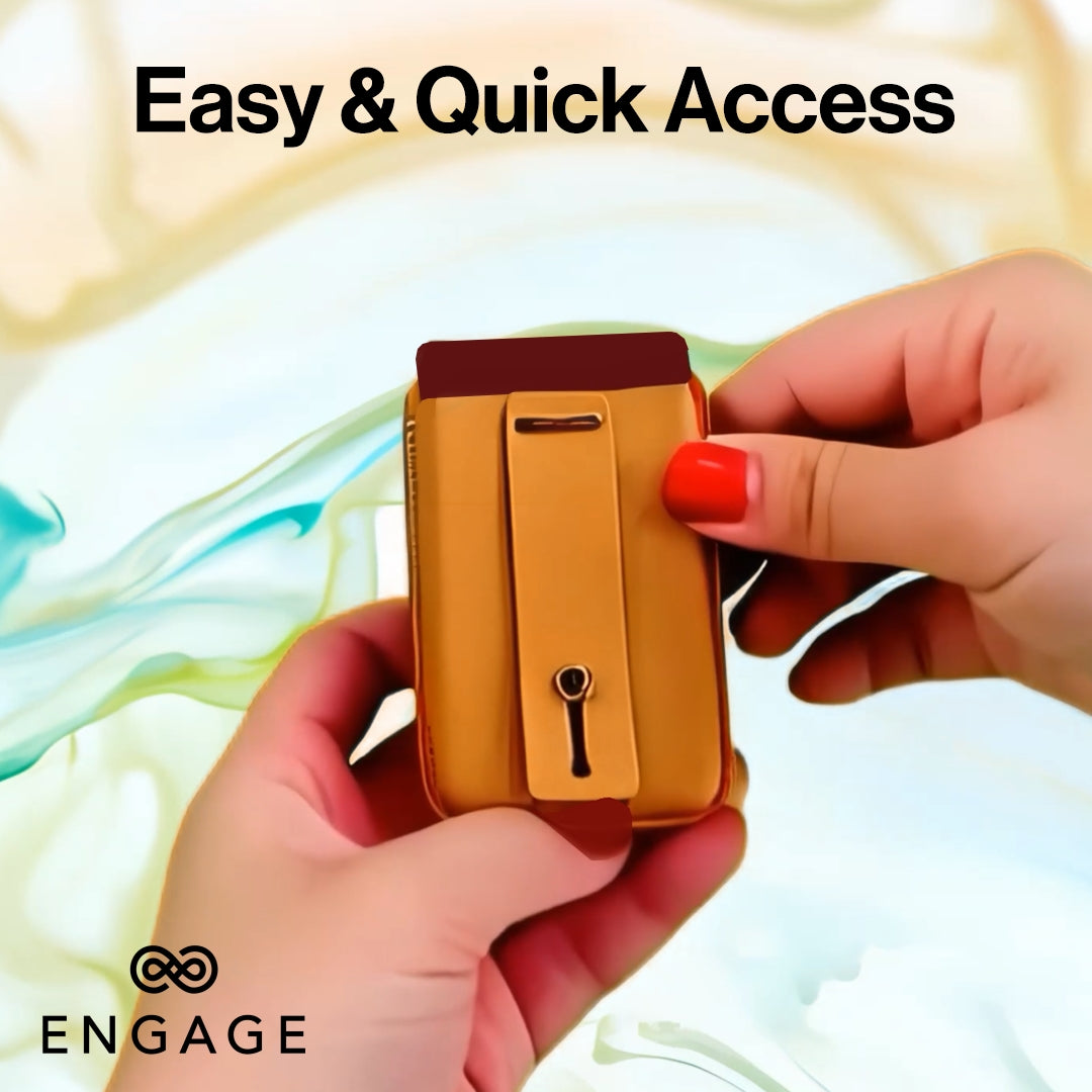 Engage Magsafe Wallet With Finger Grip Holder (Brown)