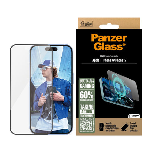 PanzerGlass Ultra-Wide Fit Gaming Screen Protector For Apple iPhone 16 - Clear
