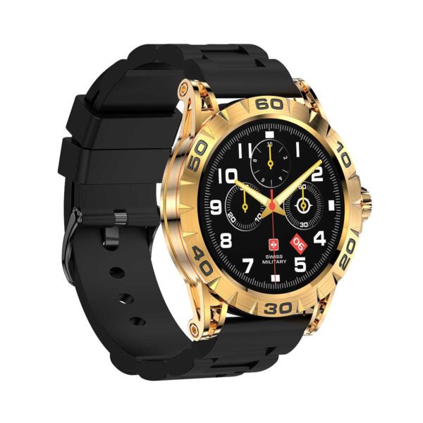 Swiss Military Dom 2 Smart Watch Yellow Gold Frame Silicon Strap Black - Smart Watch Smart Watches
