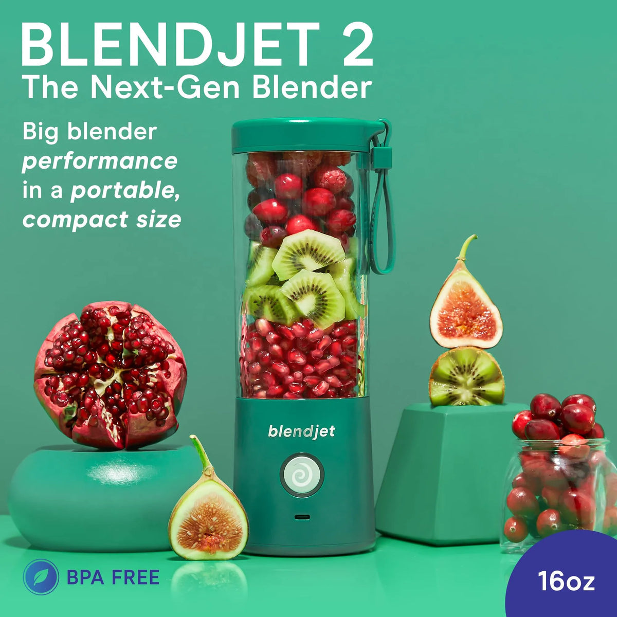 BlendJet V2 Portable Blender - 475ml / 200W / USB-C / Sea Glass