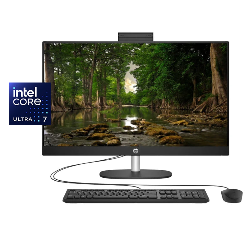 كمبيوتر مكتبي HP 27-CR2048NE متكامل بتقنيات الذكاء الاصطناعي - معالج ألترا 7 255U / ذاكرة 8 جيجابايت / محرك أقراص صلبة SSD بتقنية NVMe M.2 بسعة 512 جيجابايت / شاشة FHD غير لمسية 27 بوصة / ضمان سنة / أسود فاحم