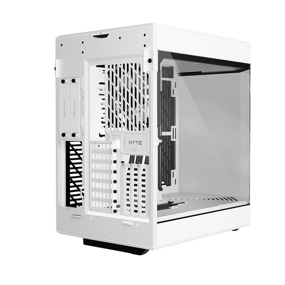 حافظة هايت Y60 ATX بزجاج مقوى بانورامي وحجرتين مع 3 مراوح، باللون الأبيض