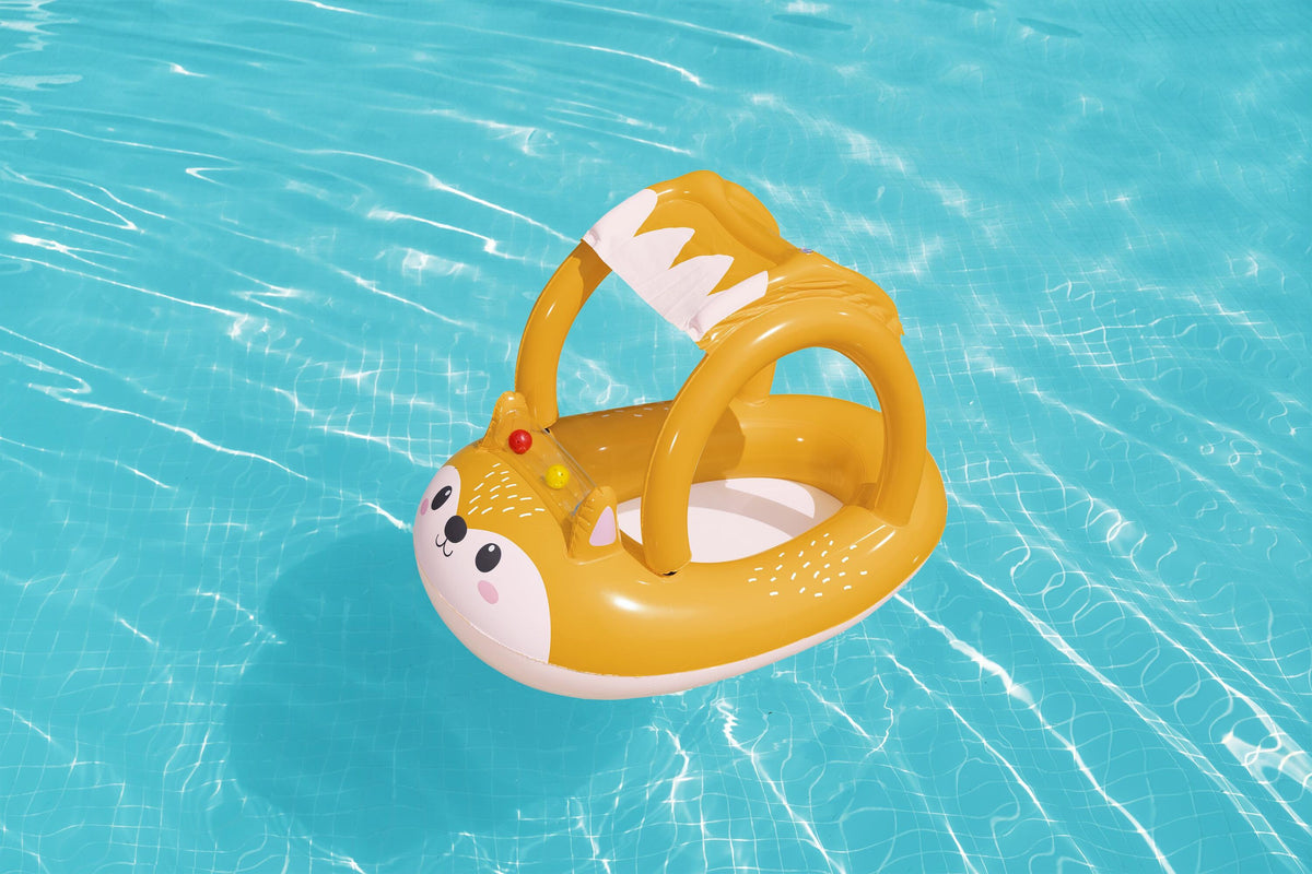 Bestway 94cm x 66cm Friendly Fox Shaded Baby Boat (Contents: 1 Boat) - Age 3+