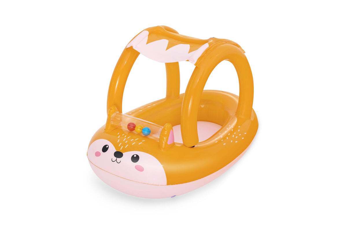 Bestway 94cm x 66cm Friendly Fox Shaded Baby Boat (Contents: 1 Boat) - Age 3+