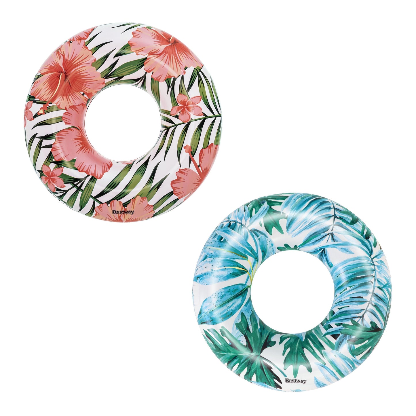 Bestway 1.19m Tropical Palms Swim Tube (1 Swim Tube, Repair Patch) - Age 12+