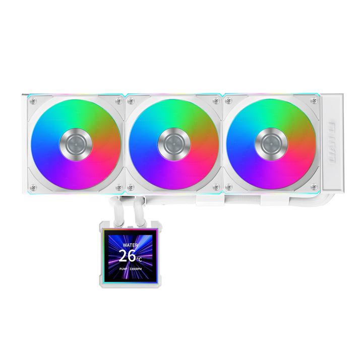 LIAN LI Hydro-Shift II LCD-S 360TL Liquid CPU Cooler with TL Wireless Fans, 3.4" IPS LCD Screen - White