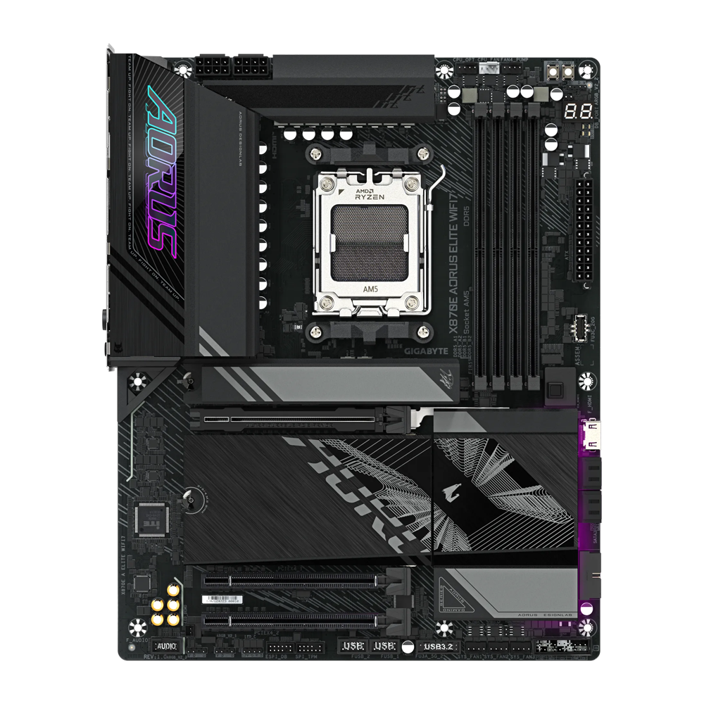 GIGABYTE X870E AORUS ELITE 1.3 Motherboard - DDR5 / Wi-Fi7 / Bluetooth / HDMI / DisplayPort / USB - Black