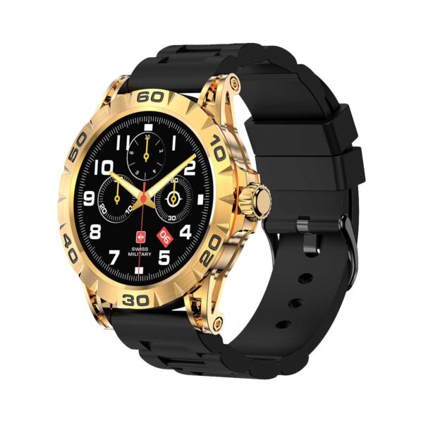 Swiss Military Dom 2 Smart Watch Yellow Gold Frame Silicon Strap Black - Smart Watch Smart Watches