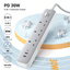 UGREEN 3-Outlet Surge Protector Master Switch Extension - 30W / USB-C / USB / White