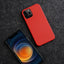 Melkco Back Snap Series Lai Chee Pattern Premium Leather Snap Cover Case - Apple iPhone 12/12 Pro / Red Accessories >