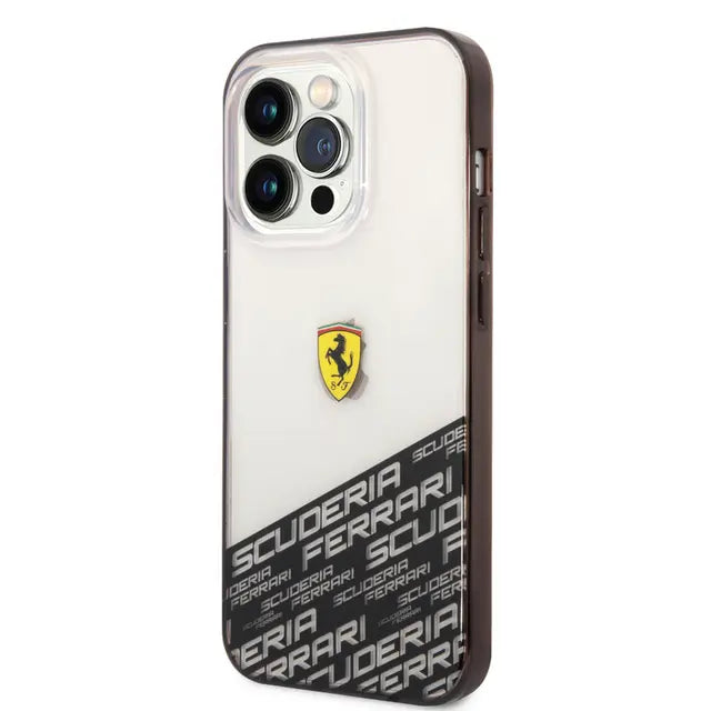 Ferrari iPhone 14 Pro Max PC/TPU IML Case with Bottom Scuderia Allover Print - Silver Accessories > Mobiles & Tablets >