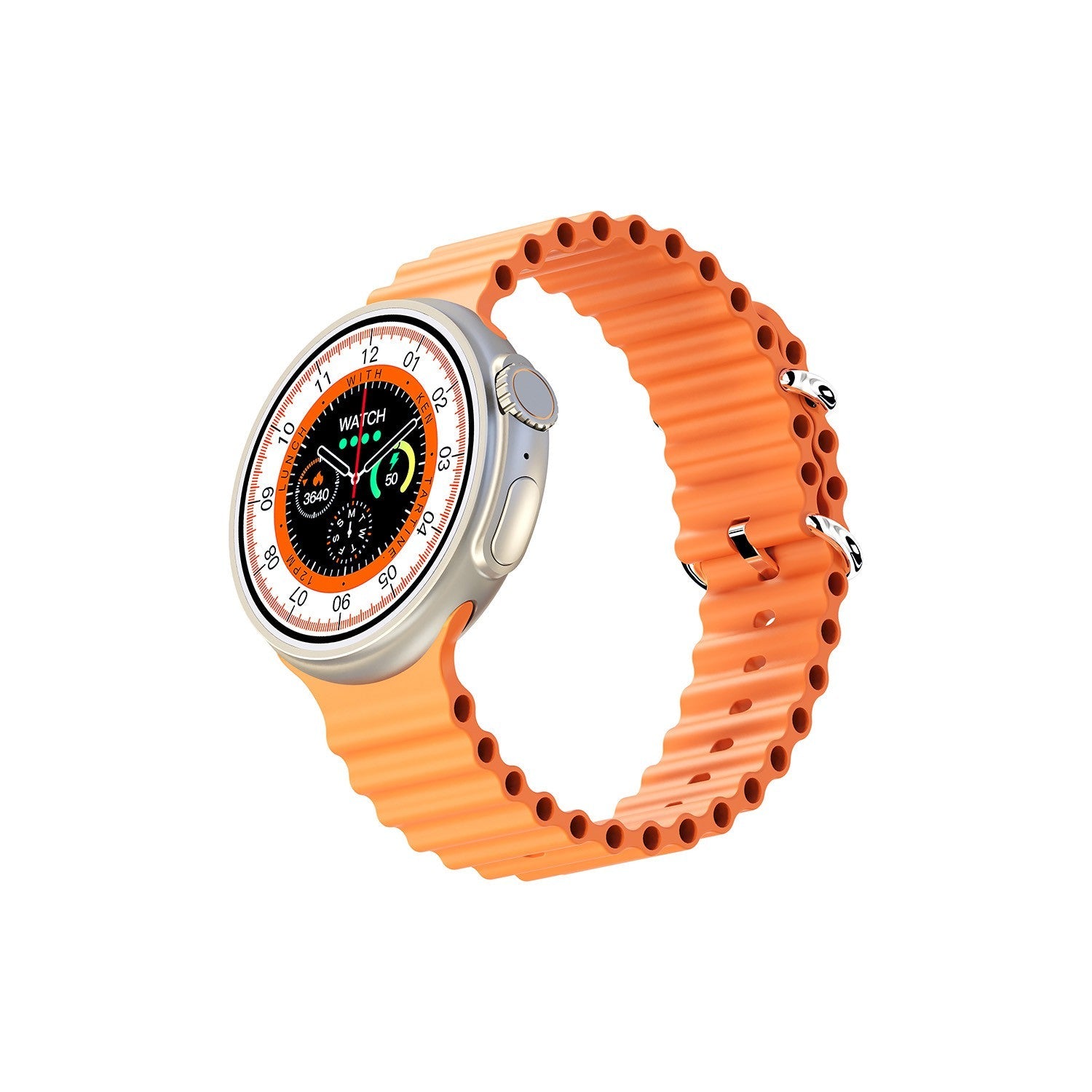 Porodo Ultra Evo Smart Watch 1.51’’ Wide Touch Screen - Orange Strap Smart Watches