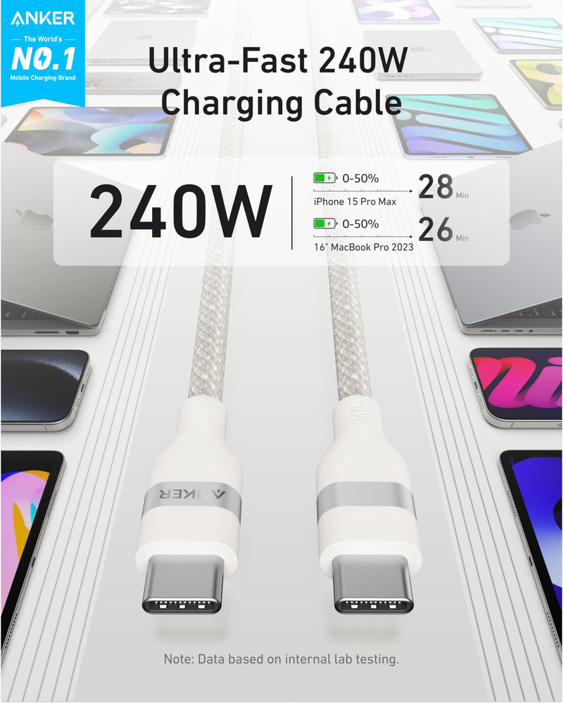 Anker USB-C to USB-C Cable - 3ft / 240W / White