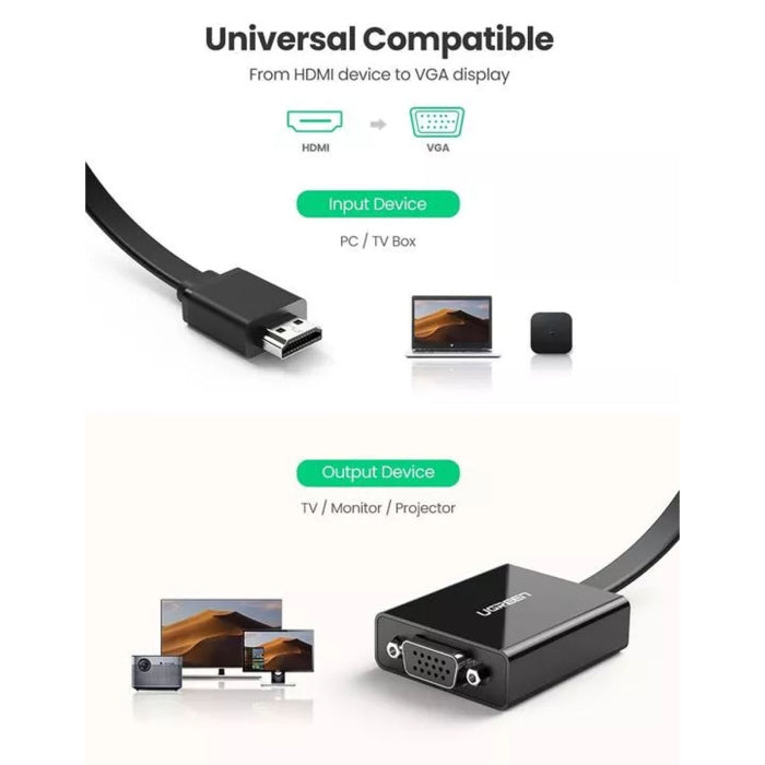 UGREEN HDMI to VGA Converter - 0.25 Meter / Black