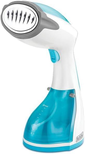 Black+Decker Handheld Fabric Steamer with Steam Jet Button and Lint Remover - 1200W / 260ml / White/Blue
