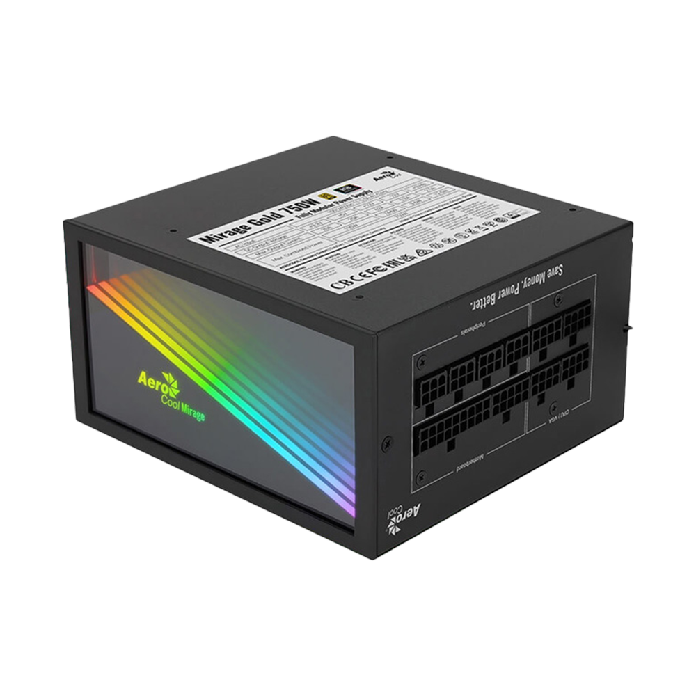 Aerocool MIRAGE Fully Modular 80 Plus Gold Power Supply - 750W / Black