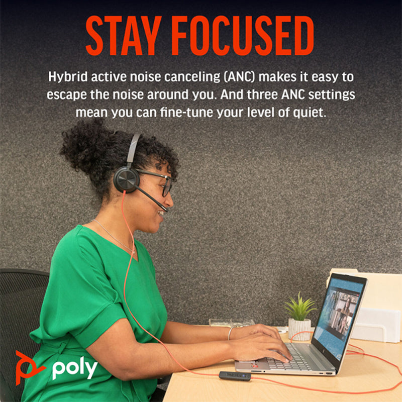 HP Poly Blackwire 8225 Stereo USB-C Headset - On-Ear / USB-C/A Adapter / (Microsoft Teams Certified)