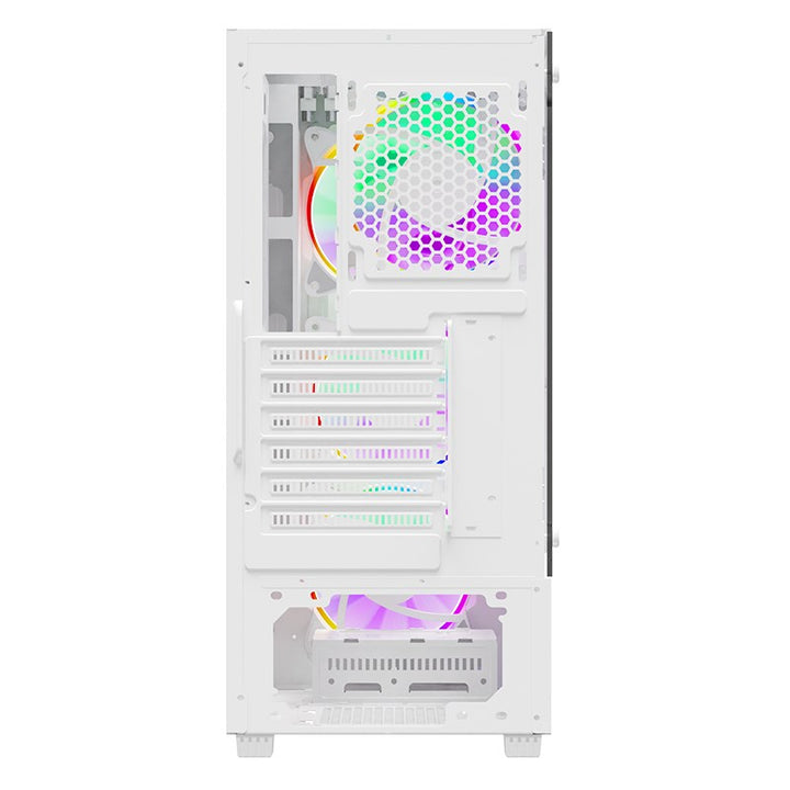 Twisted Minds Nova Series ATX Mid Tower Gaming Case - White (4 ARGB Fans Included)