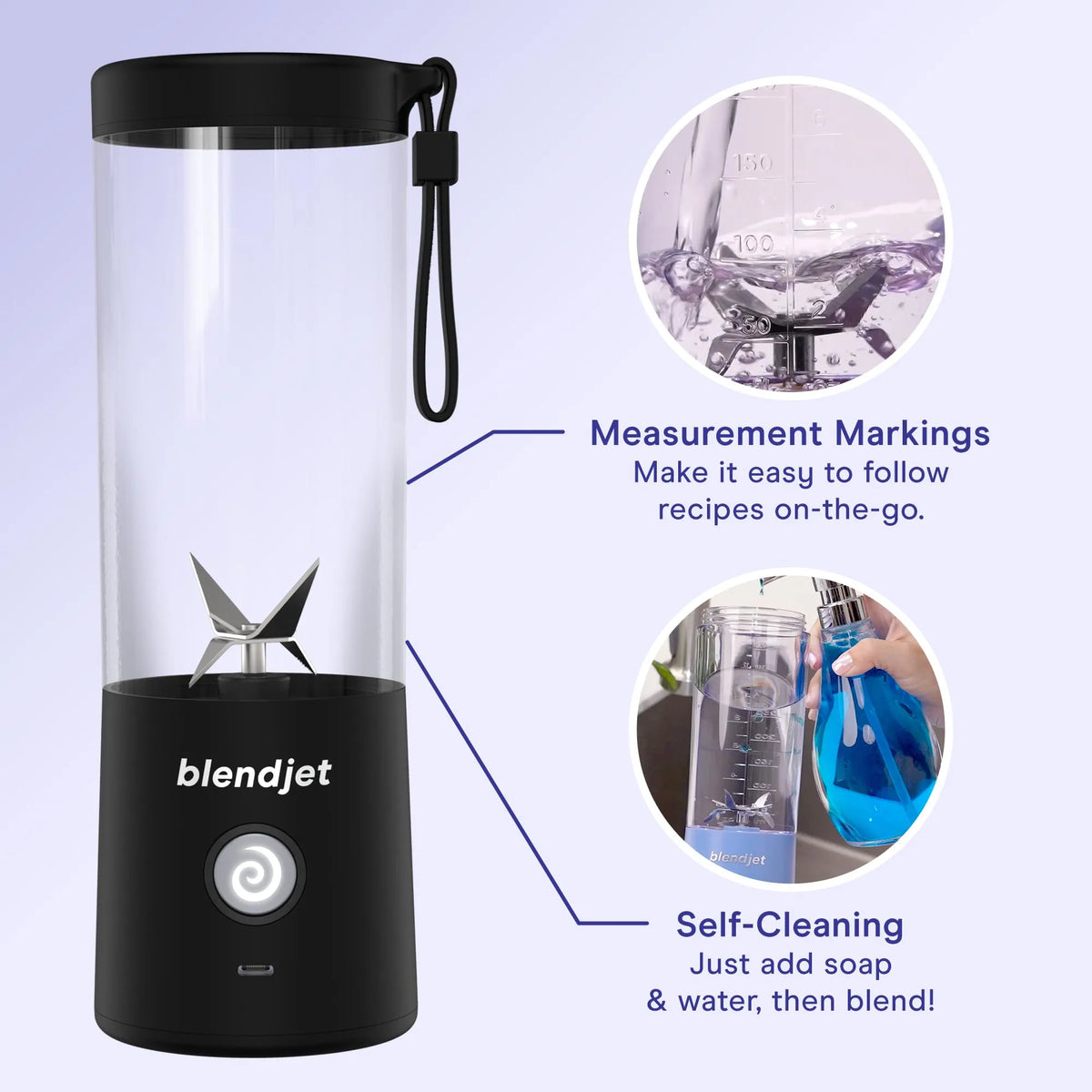 BlendJet V2 Portable Blender - 475ml / 200W / USB-C / Sea Glass