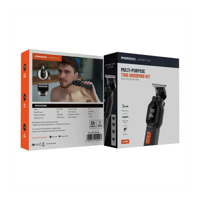 Porodo Lifestyle Multi-Purpose Trio Grooming Kit - Black