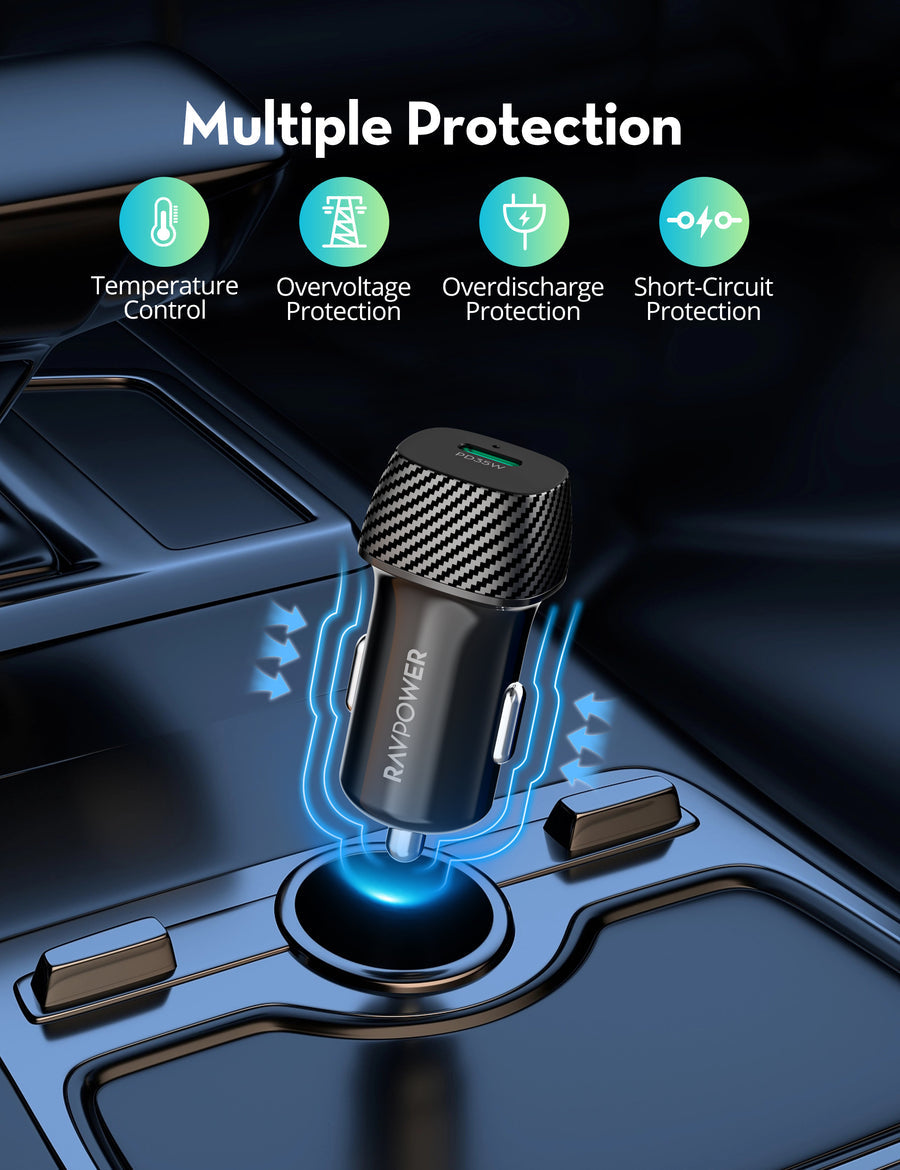 RAVPower  RP-VC1020 Car Charger - 35W / USB-C / Black