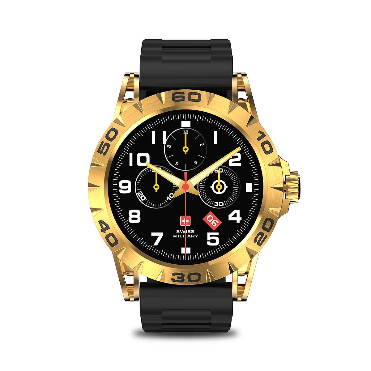 Swiss Military Dom 2 Smart Watch Yellow Gold Frame Silicon Strap Black - Smart Watch Smart Watches
