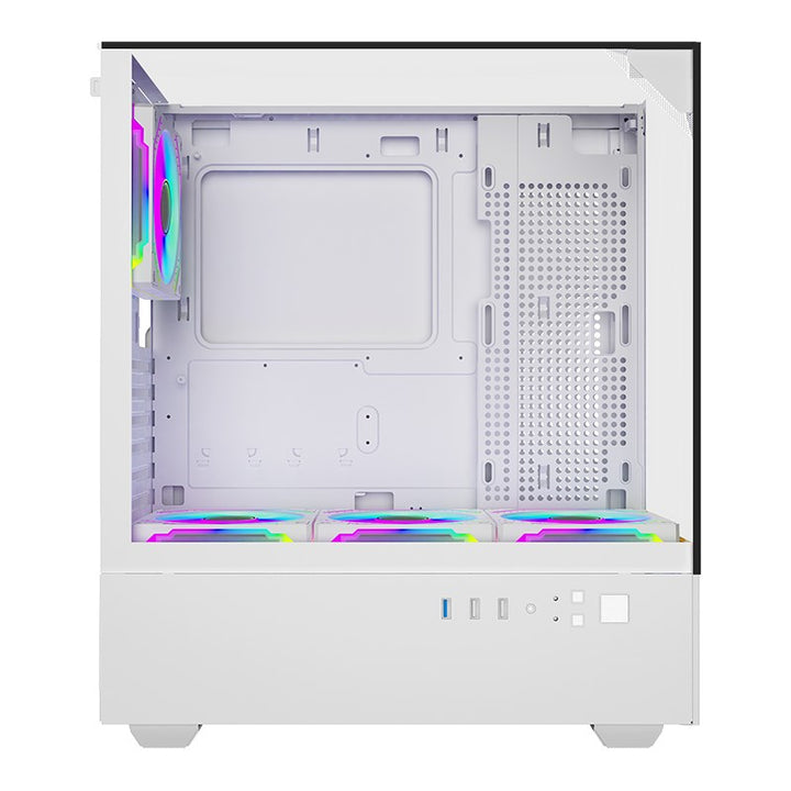 Twisted Minds Fury Series ATX Mid Tower Gaming Case - White (4 ARGB Fans Included)