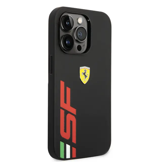Ferrari iPhone 14 Pro PU Leather Case With Printed Big SF Logo - Black Accessories > Mobiles & Tablets > Mobiles