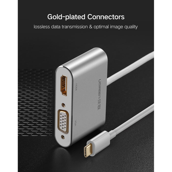 UGREEN USB Type C to HDMI + VGA Converter - White