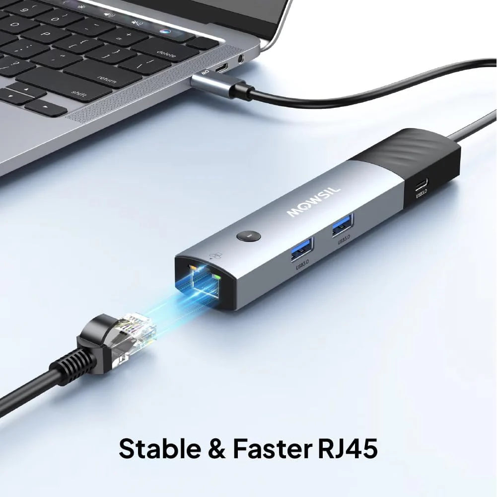 Mowsil 6-in-1 USB-C Hub Docking Station - HDMI / 100W PD / RJ45 / USB 3.0 / USB-C